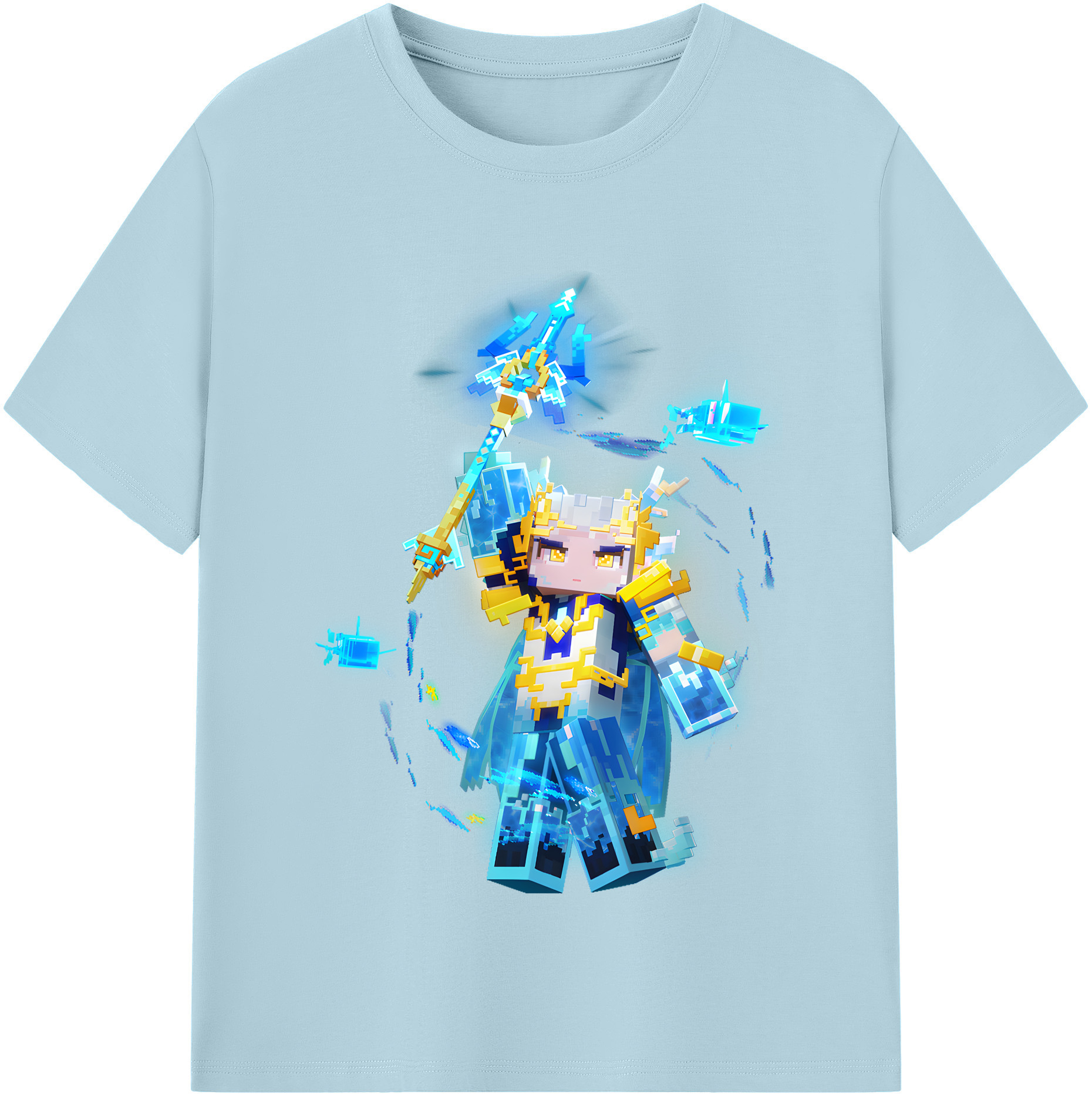 （画像用） マインクラフト ブロックの世界 Minecraft MC Block world 綿100％半袖Tシャツ（フロントプリント）